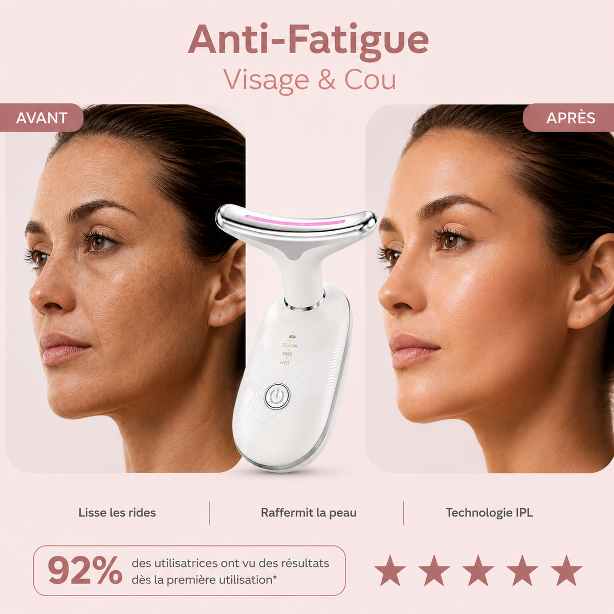 Appareil Anti-Fatigue Visage & Cou Lissant & Raffermissant