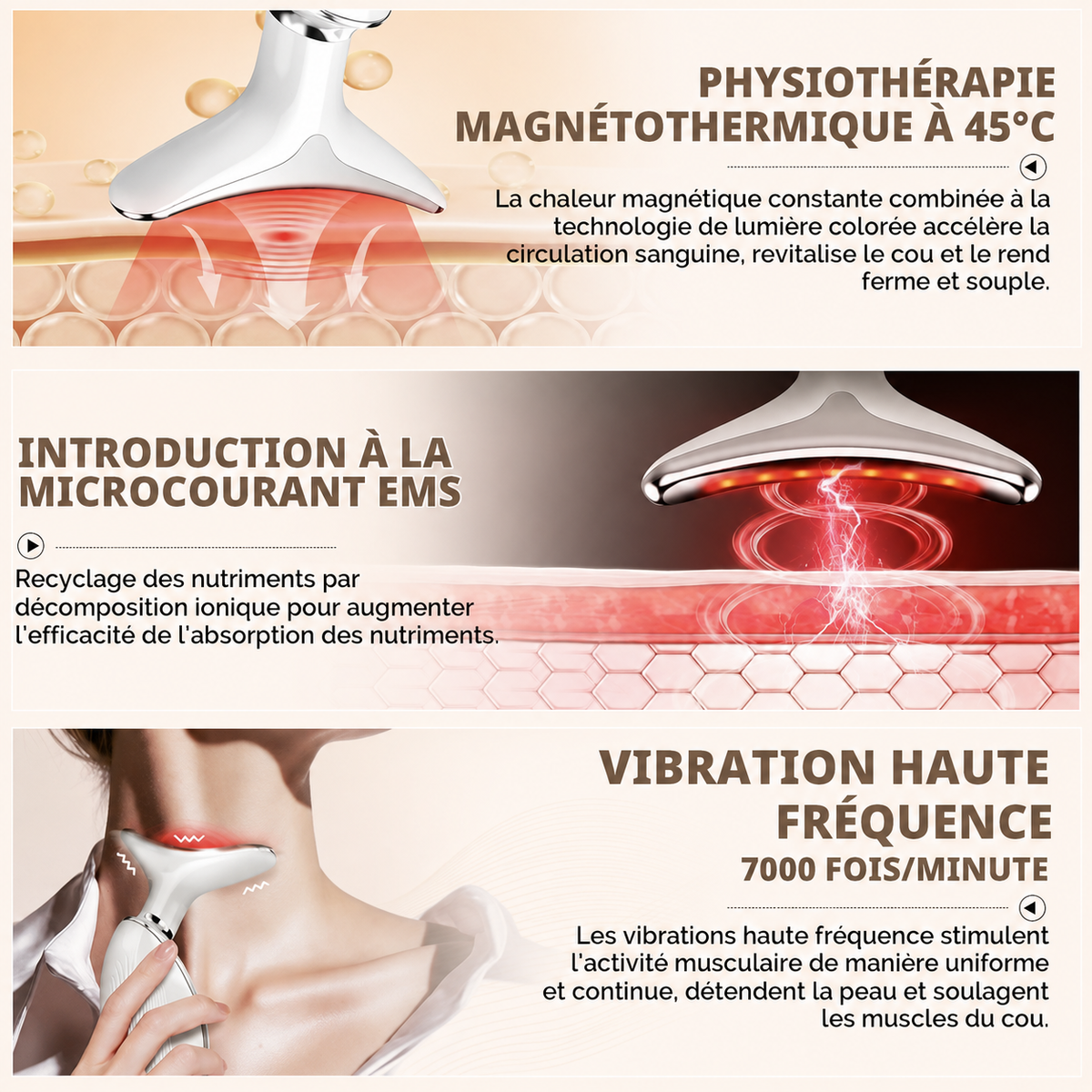 Appareil Liftant, Lissant & Raffermissant, Visage et Cou